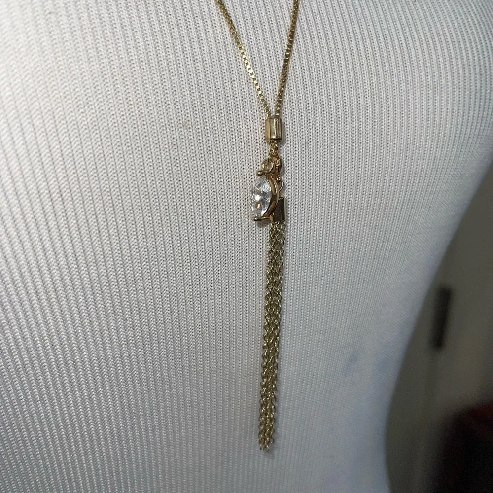 Ettika REVOLVE Gold Tone Tassel Necklace Crystal Charm